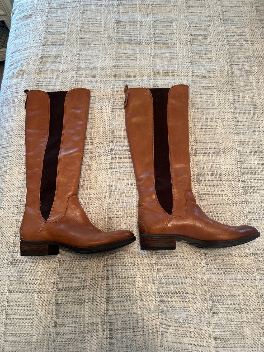 Over-the-Knee Leather Riding Boots in Cognac